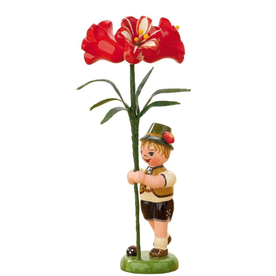 "Hubrig Volkskunst Amaryllis Flower Children Decorative Art Piece"