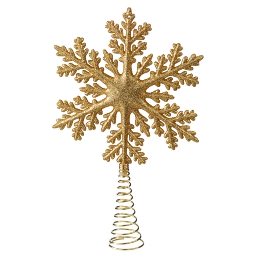 "Käthe Wohlfahrt Gold Glitter Snowflake Christmas Tree Topper – Elegant Holiday Decoration"