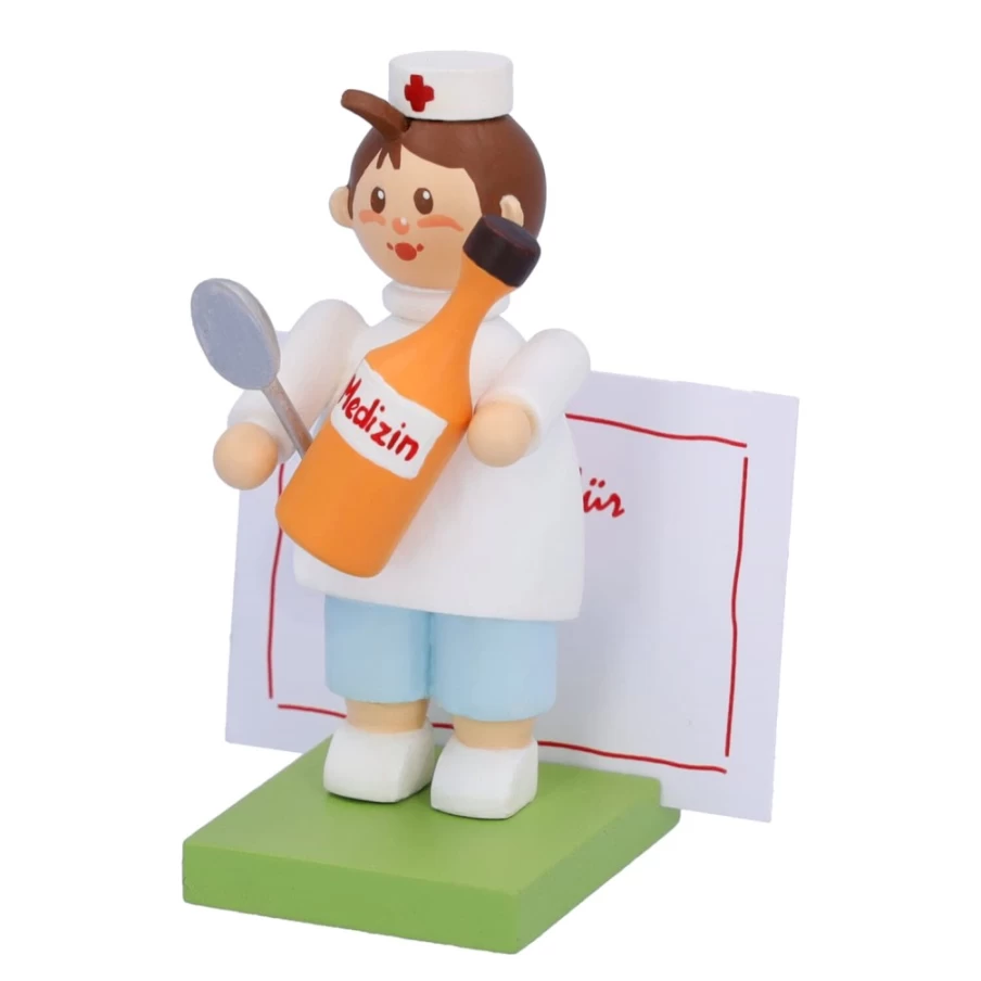 "Käthes Original Boy With Medicine Collectible Figurine – Handcrafted German Porcelain Statue"