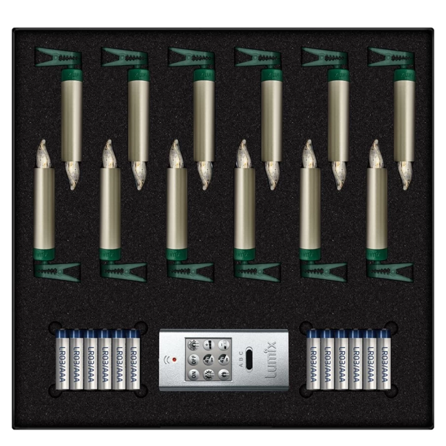 Krinner Lumix Superlight Mini 12-Candle Set in Premium Cashmere for Elegant Ambiance