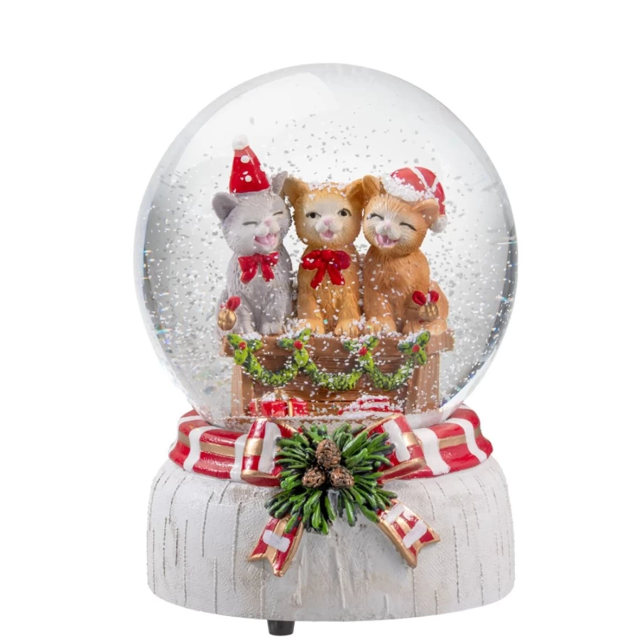 Käthe Wohlfahrt Festive Cats Christmas Snow Globe - Handcrafted Holiday Decoration