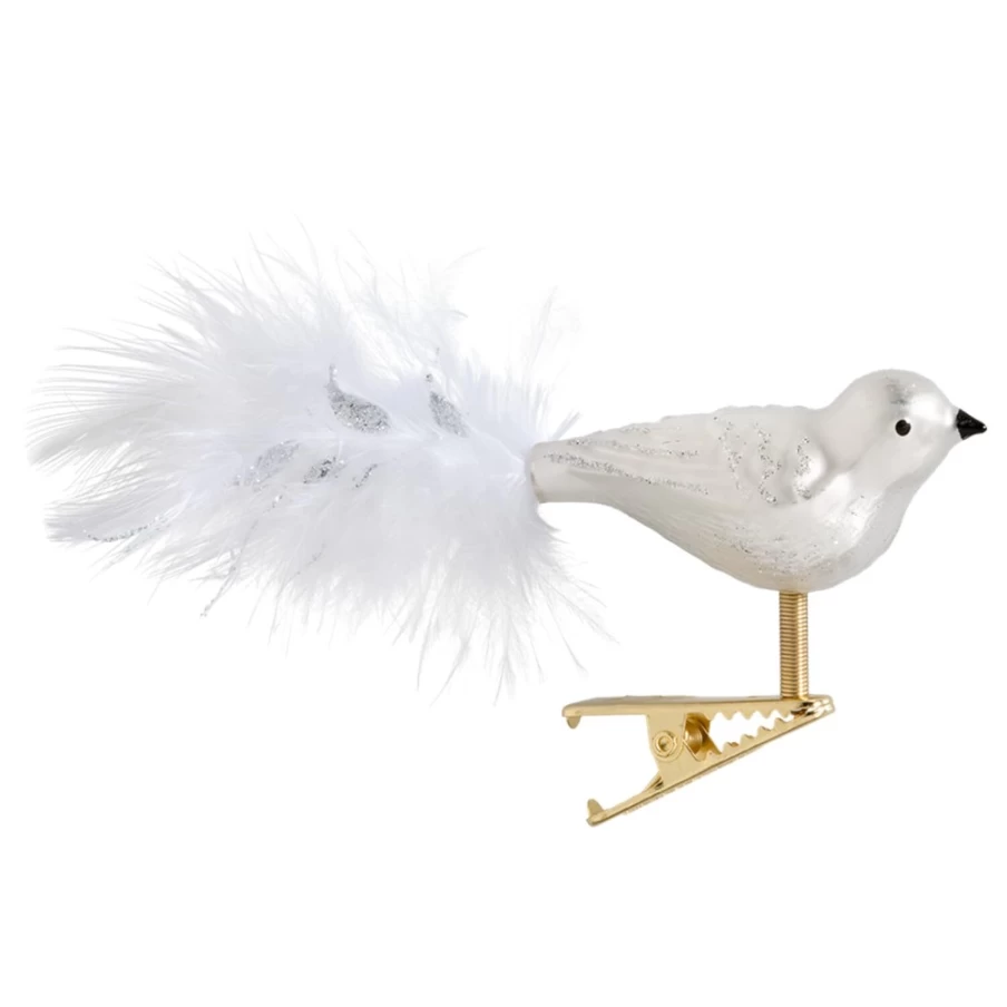 "Poesie in Glas White-Silver Glass Bird Decorative Figurine"