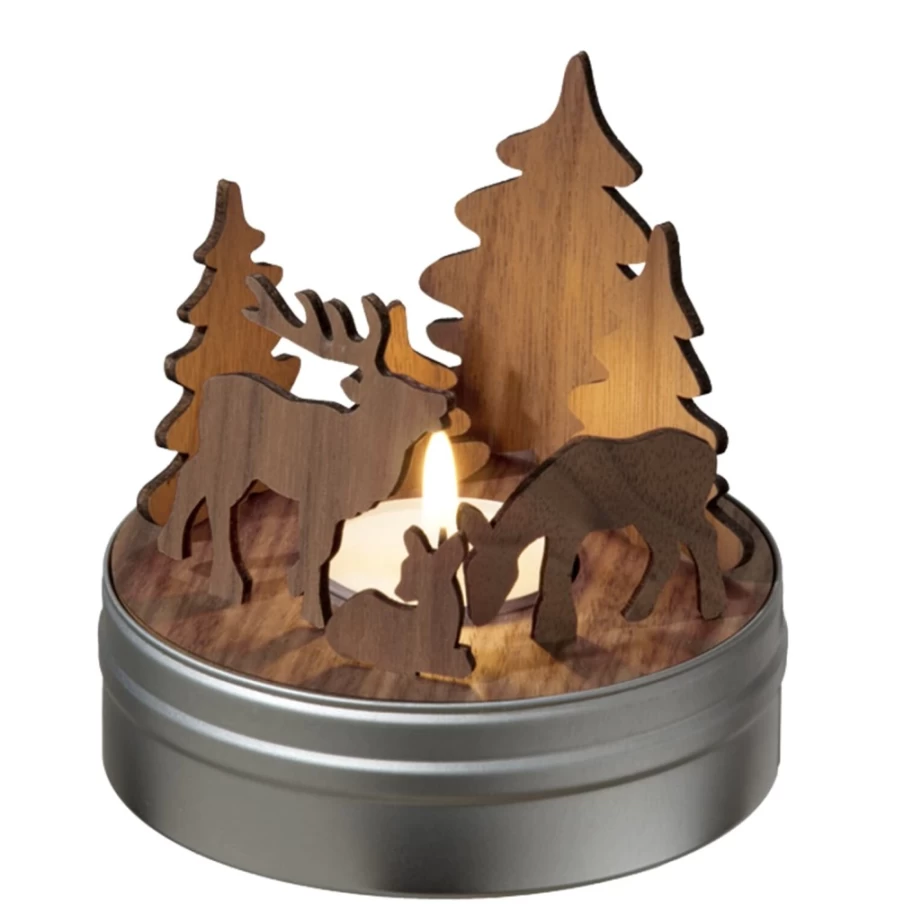 Designimdorf Winter Forest Story In Tin - Collectible Hand-Painted Metal Tin with Holiday Scene