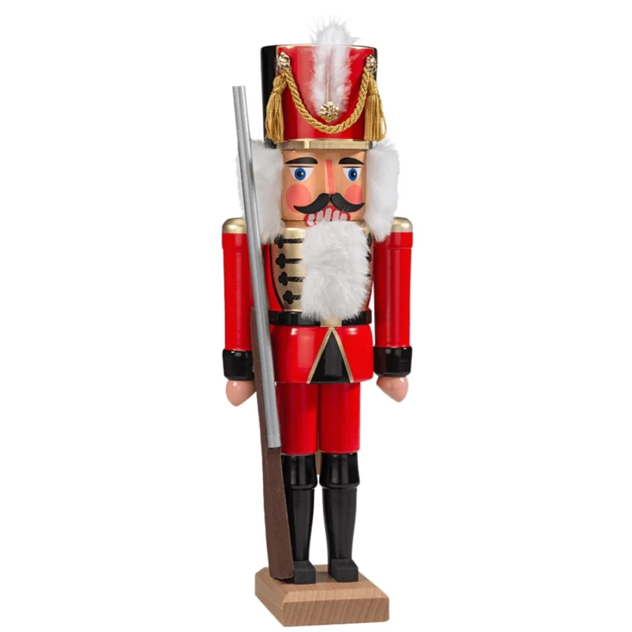 HODREWA Red Hussar Nutcracker Soldier Decoration - 14.2 Inch Christmas Ornament German Traditional Handmade Collectible