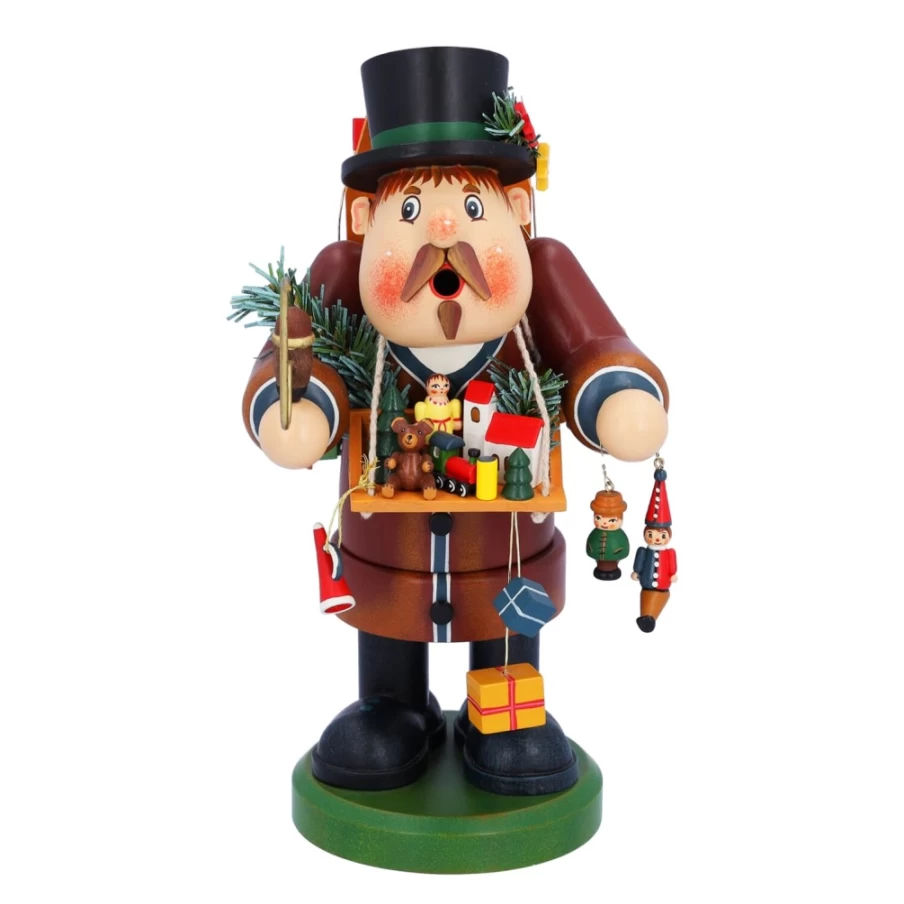 "Käthes Original Holzknödeln 'Toy Peddler' Incense Smoker – Traditional German Wooden Figurine"