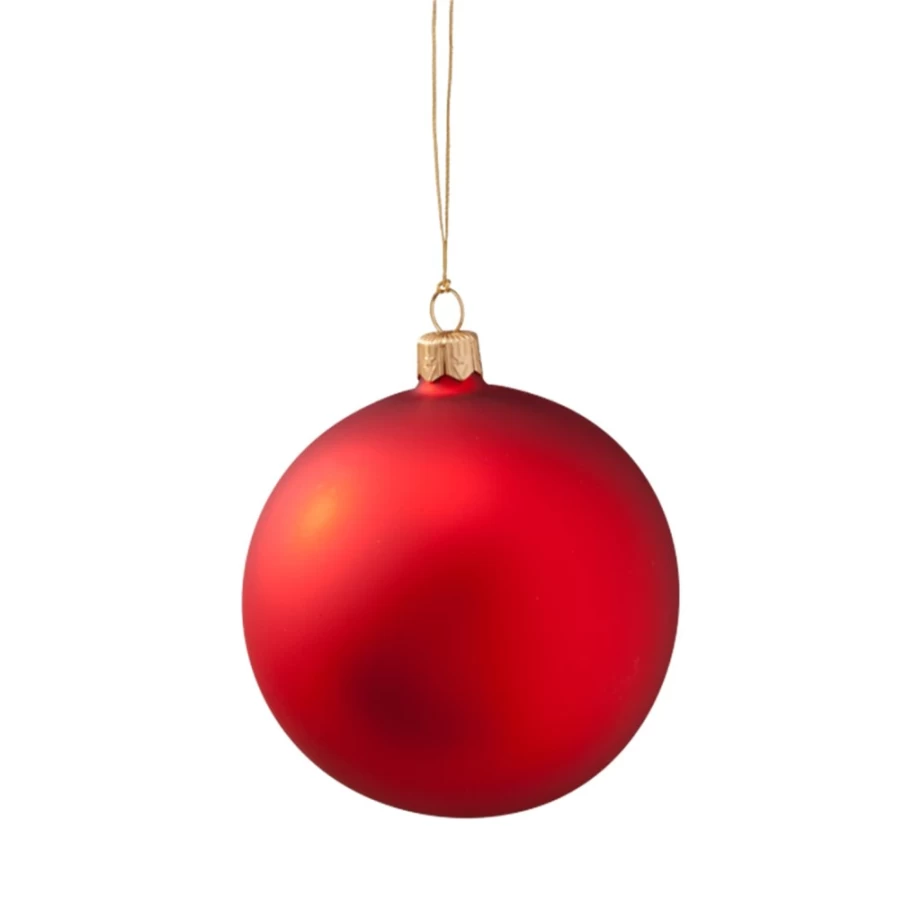 Käthe Wohlfahrt Matte Red Glass Christmas Bauble Ornament, 10cm Holiday Decoration