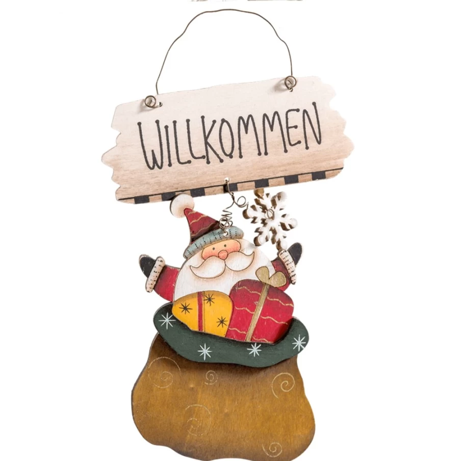 "Käthe Wohlfahrt Santa Claus Welcome Door Sign - Festive Holiday Decor"