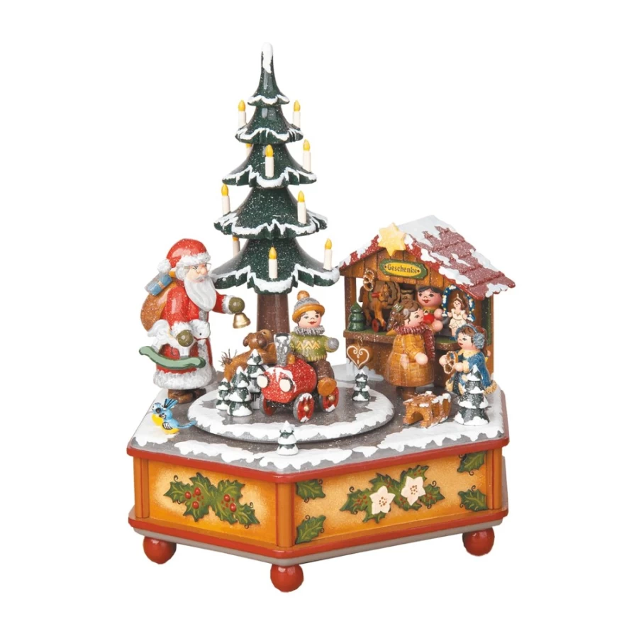 Hubrig Volkskunst Christmas Time Musical Box - Handcrafted Holiday Music Box for Festive Decor