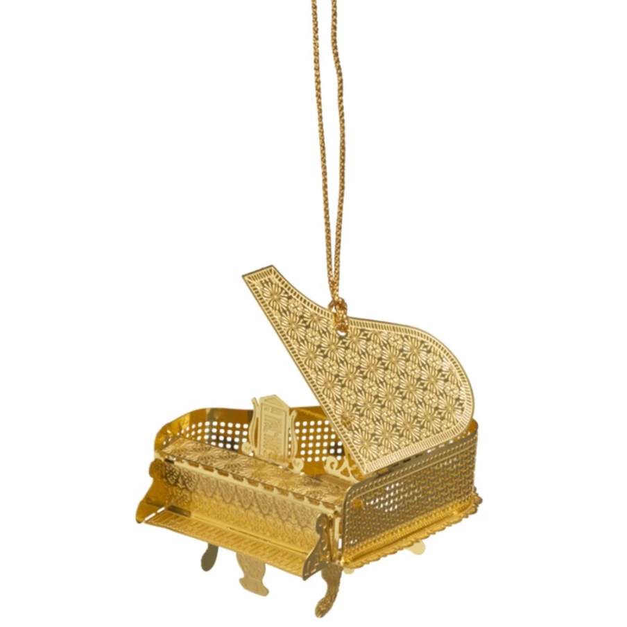 "Käthe Wohlfahrt Gold-Plated Piano - Elegant Musical Decor"