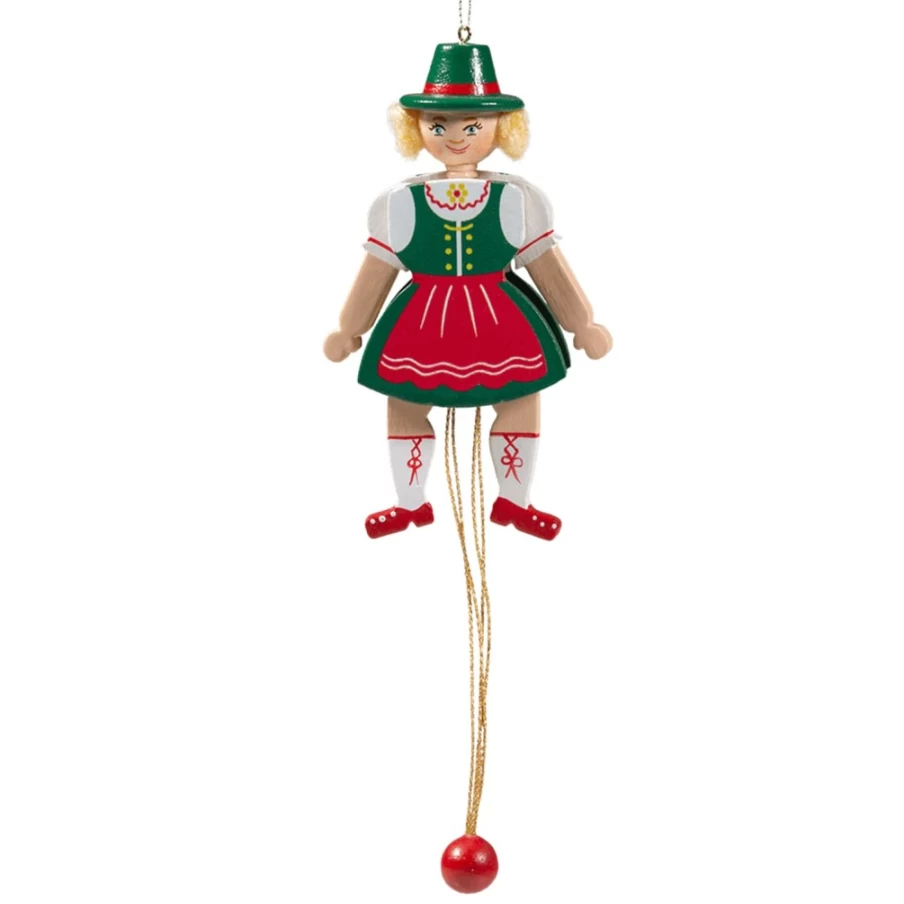 "Käthes Original Bavarian Girl Jumping Jack Traditional German Animated Figurine"