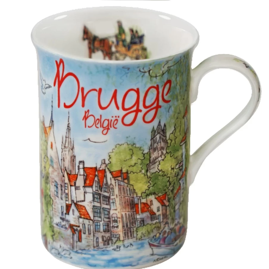 Käthe Wohlfahrt Brugge Porcelain Coffee Mug - Handmade Ceramic Tea Cup with Classic Design