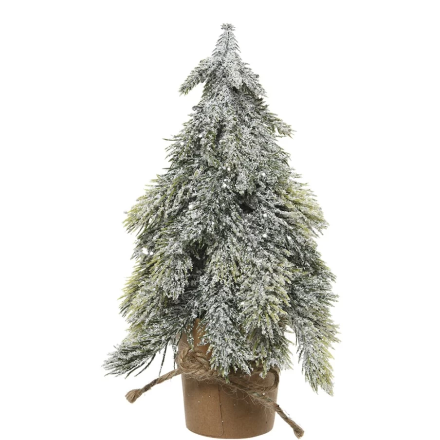 "Käthe Wohlfahrt Snowy Artificial Christmas Tree in Carton Pot – 10.24 Inch Festive Decor"