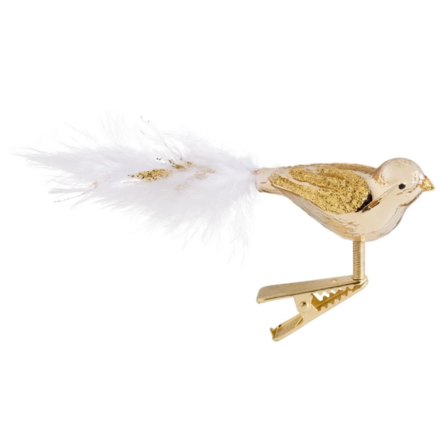 "Poesie in Glas Gold-Toned Glass Bird Figurine – Elegant Home Decor"