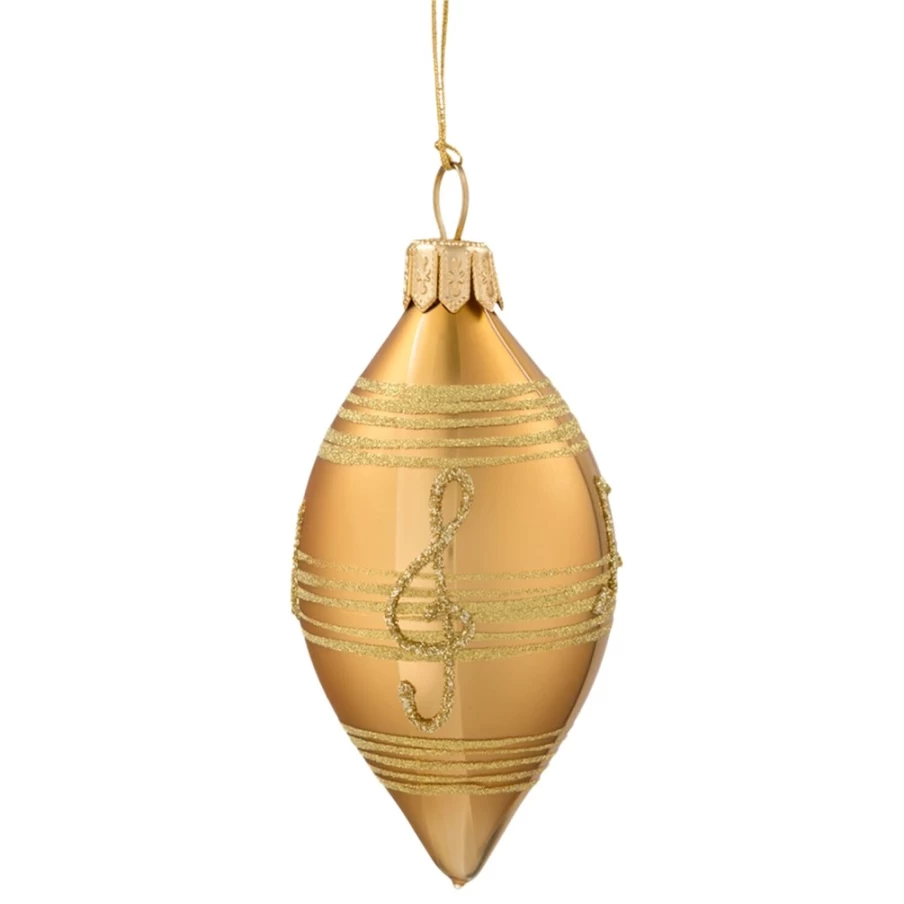 "Käthe Wohlfahrt Olive Gold Christmas Ornament with Musical Notes – Handcrafted Holiday Decor"