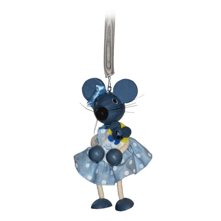 Käthe Wohlfahrt Collectible Swinging Mouse with Baby Figurine - Handcrafted German Ornament