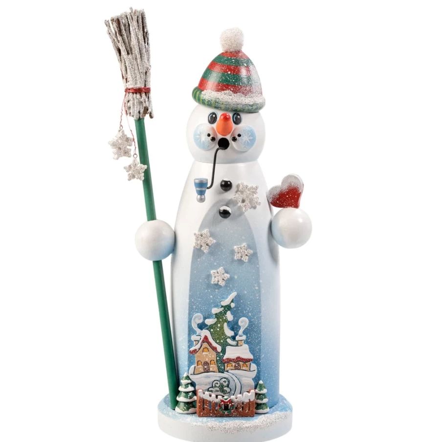 Käthes Original Holzknoddl Snowman "Let It Snow" Incense Smoker - Handmade German Christmas Decoration