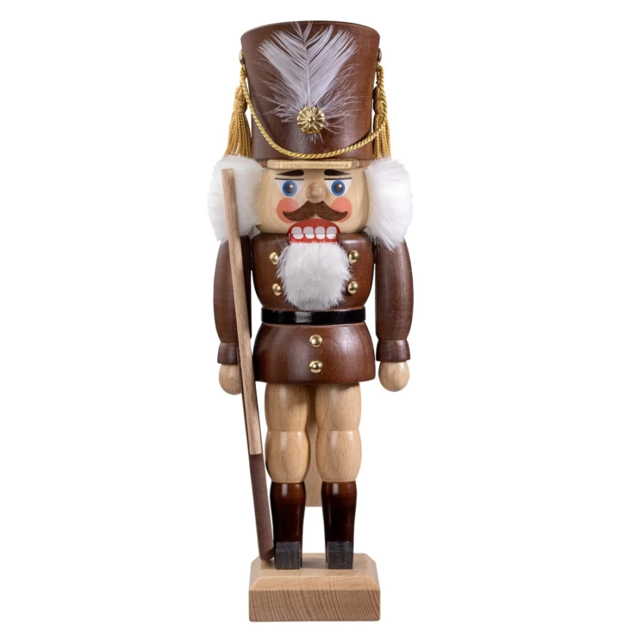 HODREWA 11.8 Inch Brown Nutcracker Soldier Decorative Christmas Figurine - Handcrafted Wooden Holiday Decor