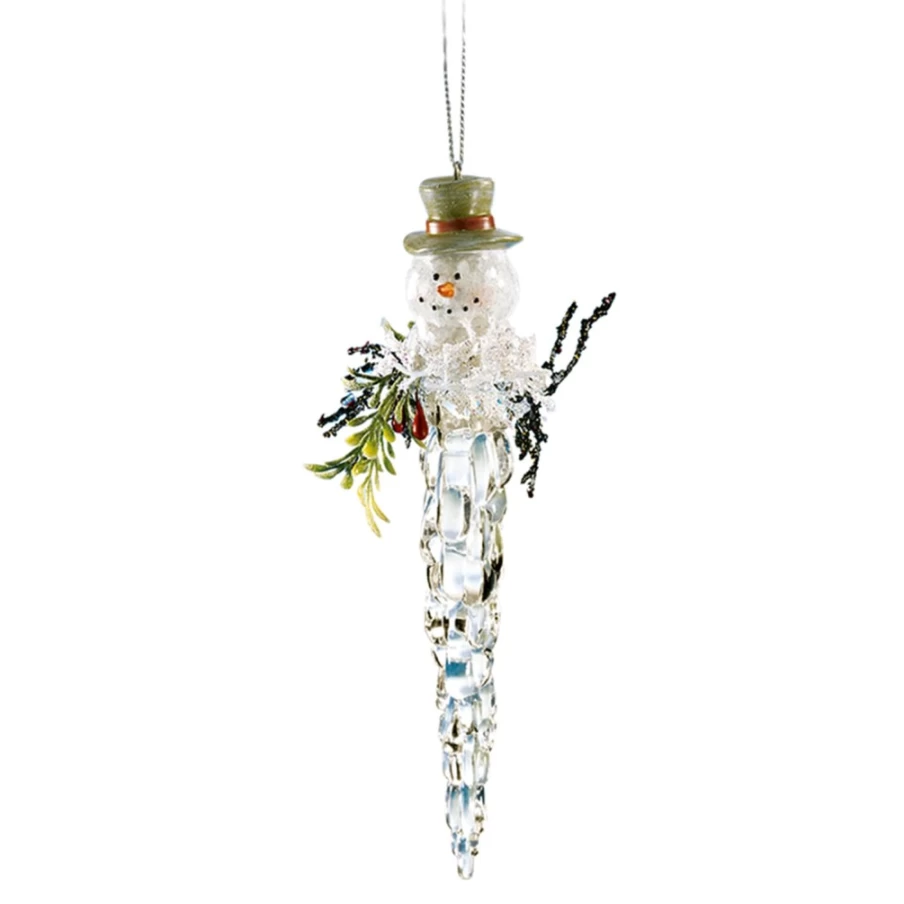 "Käthe Wohlfahrt Icicle and Snowman Christmas Ornament - Handcrafted Holiday Decoration"
