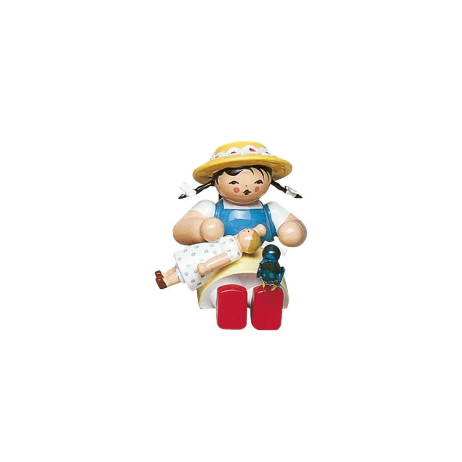 "WENDT & KÜHN Handcrafted Girl with Bird Figurine - Collectible German Porcelain Statue"