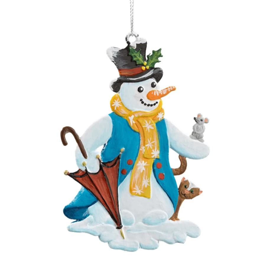"Käthes Original Snowman Holding Umbrella - Handcrafted Winter Decoration Collectible"