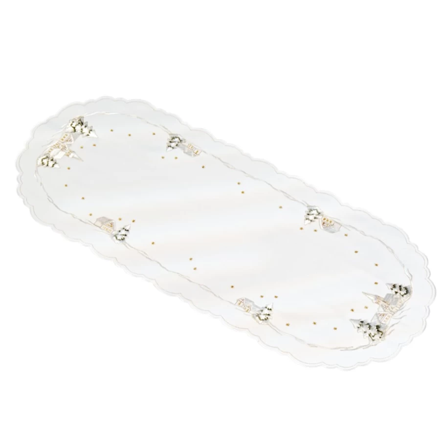 "Käthe Wohlfahrt Winter Village Table Runner – 36x88 cm Festive Holiday Dining Decor"
