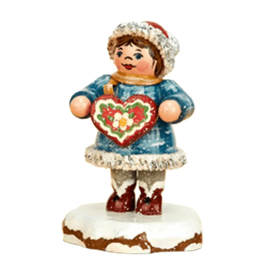 "Hubrig Volkskunst Winter Gingerbread Heart Ornament – Festive Children's Christmas Decor"