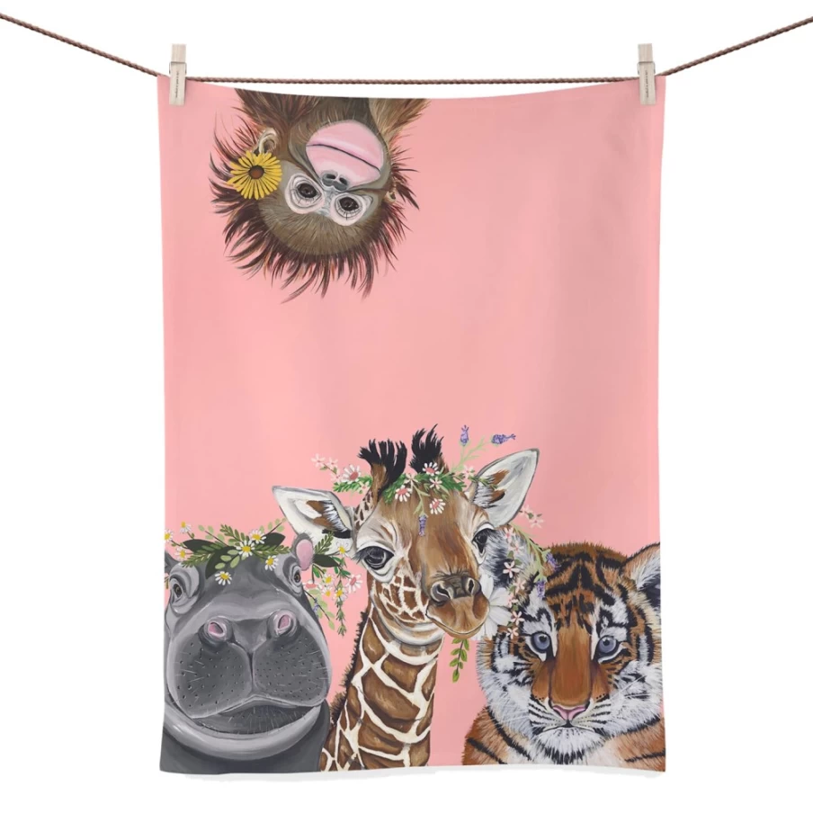 Käthe Wohlfahrt Jungle Crew Tea Towel - Flora & Fauna Design Kitchen Towel