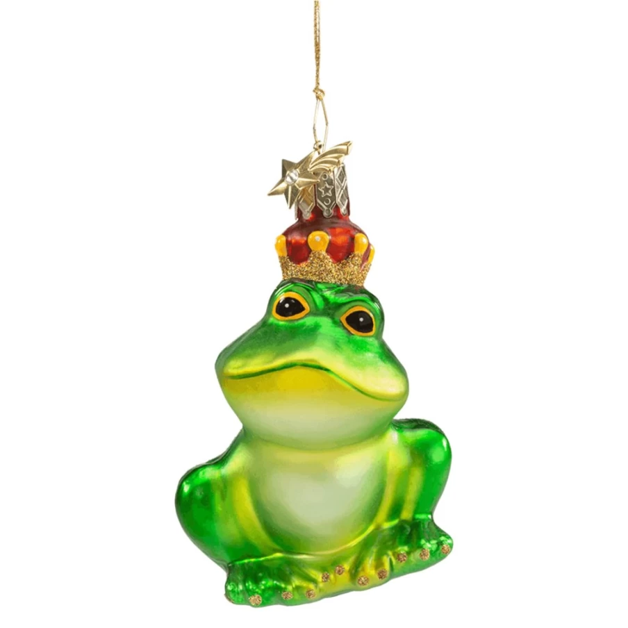 "Poesie in Glas Frog King Figurine – Unique Collectible Decorative Statue"