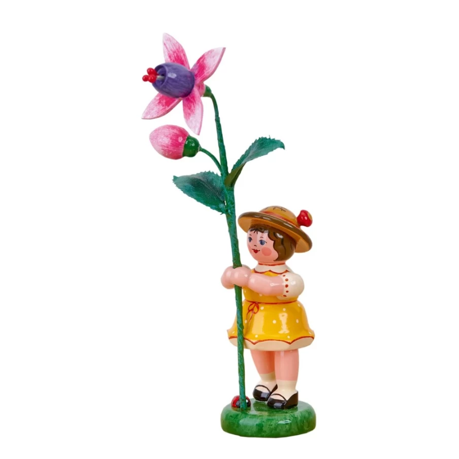 "Hubrig Volkskunst Flower Children Fuchsia Decorative Collectible Figurine"