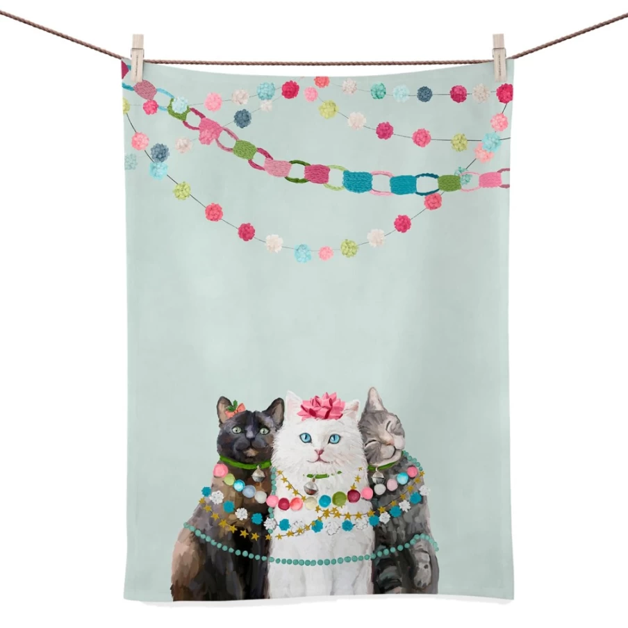 Festive Cat Trio Tea Towel - Christmas Kitchen Towel by Käthe Wohlfahrt - Holiday Decor