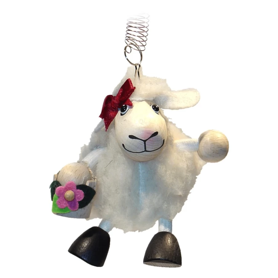 Käthe Wohlfahrt Handmade Swinging "Lamb Girl" Figurine - Collectible German Christmas Decoration