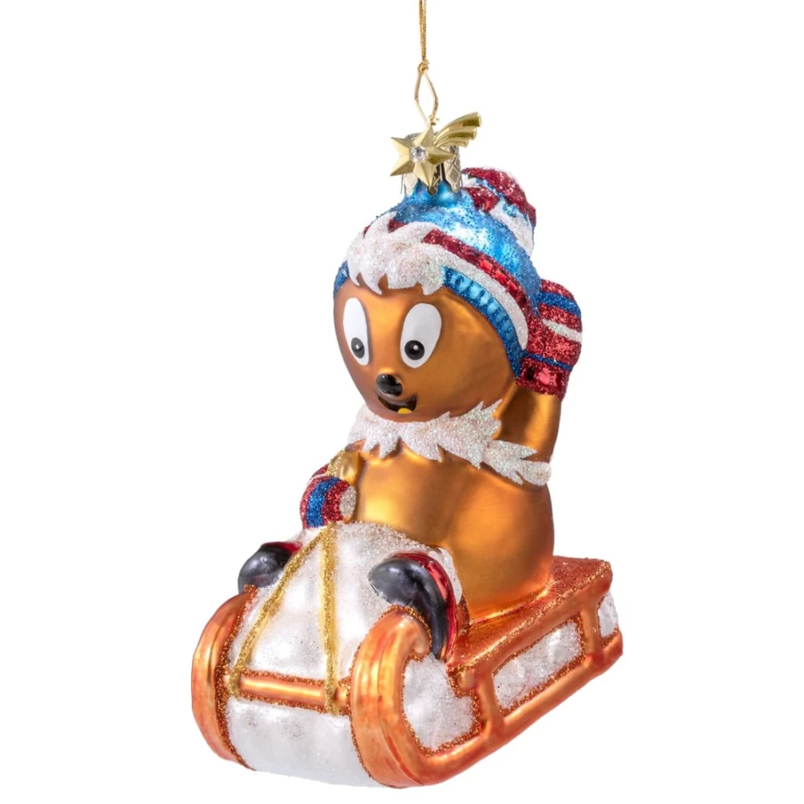 "Poesie in Glas Pittiplatsch Sledding Figurine – Collectible Winter Decoration"