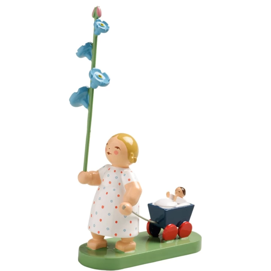 "WENDT & KÜHN Hand-Painted Girl With Forget-Me-Not Figurine – Collectible German Porcelain Decor"