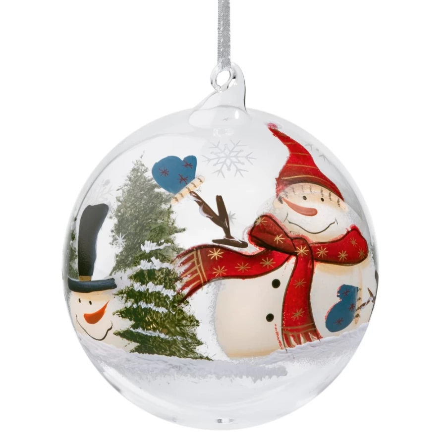 Käthe Wohlfahrt Clear Glass Winter Bauble Ornament, 12cm Holiday Decoration