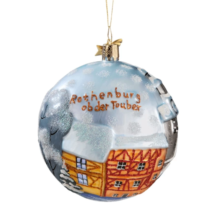 "Poesie in Glas Handmade Glass Sphere - Rothenburg Ob Der Tauber Decorative Collectible"