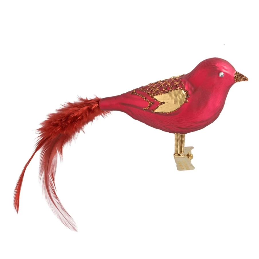 Poesie in Glas Red-Copper Glass Bird Decorative Figurine