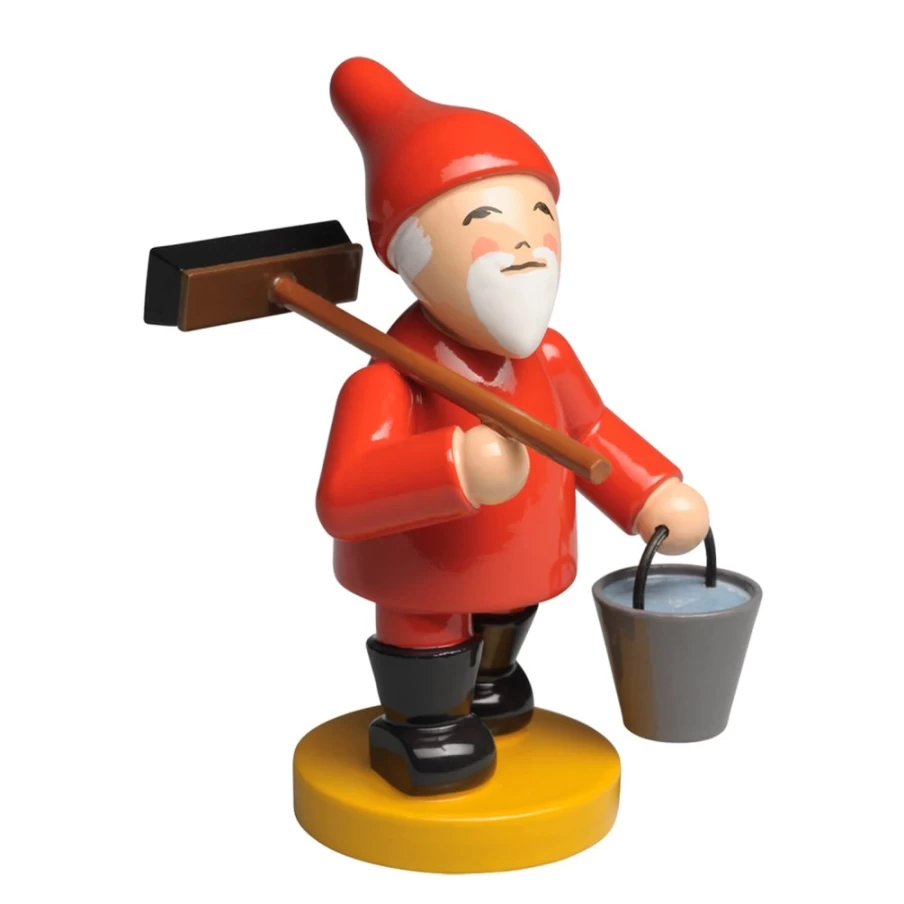 WENDT & KÜHN Collectible Gnome Figurine with Broom and Bucket - Handcrafted German Decor