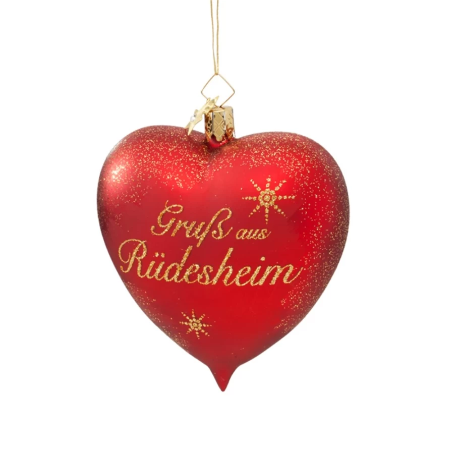 "Poesie in Glas Heart 'Grus Aus Rudesheim' - Elegant Glass Art Piece"