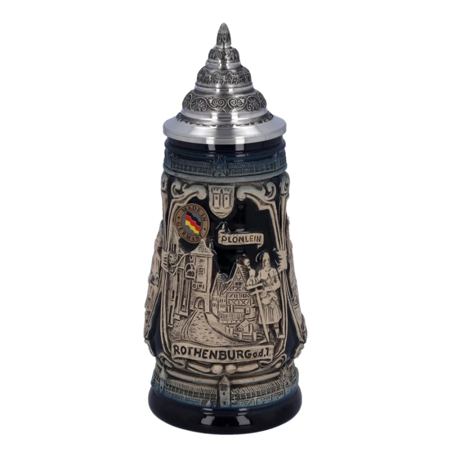 "Käthe Wohlfahrt Rothenburg Knight Beer Stein with Tin Lid - 0.25L Traditional German Collectible Tankard"