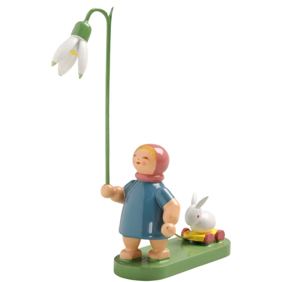 WENDT & KÜHN Girl With Snowdrop Collectible Figurine - Handcrafted German Porcelain Art