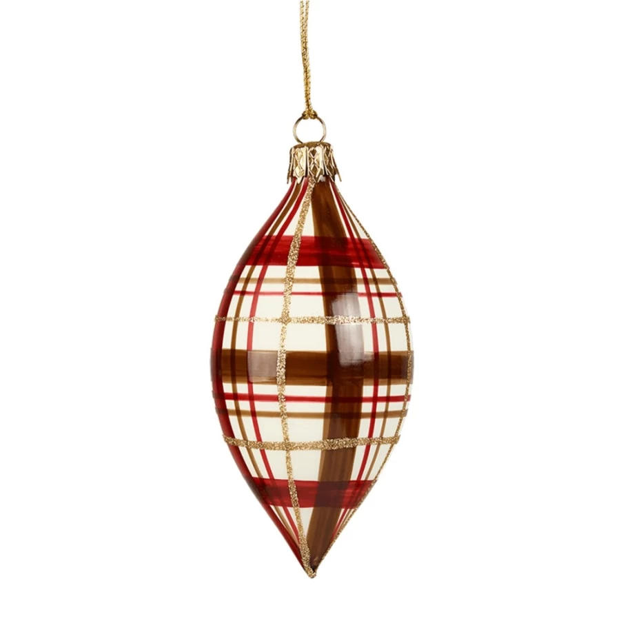 "Käthe Wohlfahrt Olive Wood Check Pattern White Matte Finish Decorative Item"