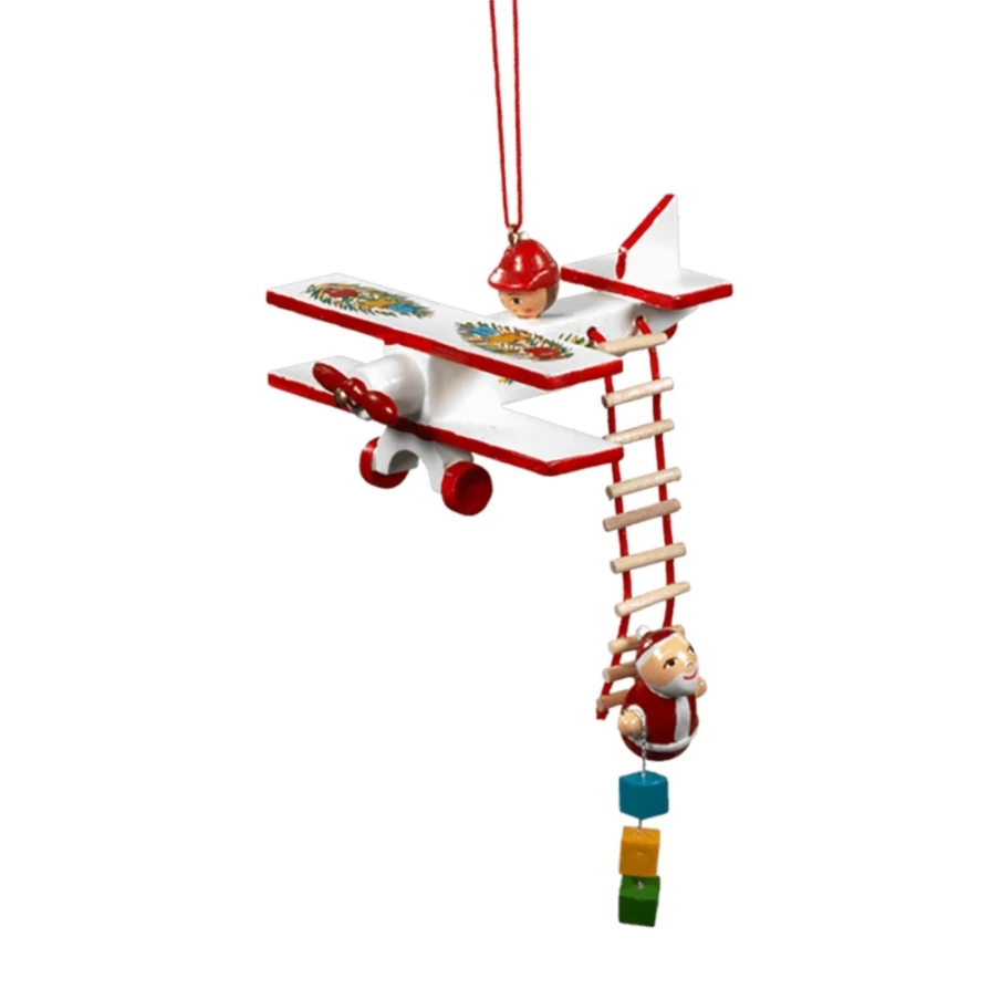 "Käthes Original Christmas Airplane with Santa Decoration – Festive Holiday Ornament"