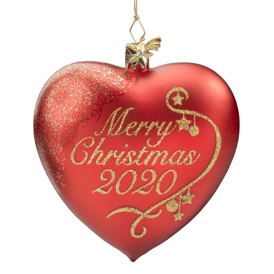 "Poesie in Glas Heart-Shaped 'Merry Christmas 2020' Decorative Glass Ornament"