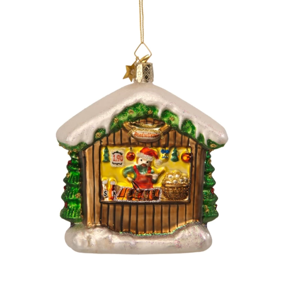 "Poesie in Glas Christmas Market Bratwurst Seller – Authentic German Sausage Stand"