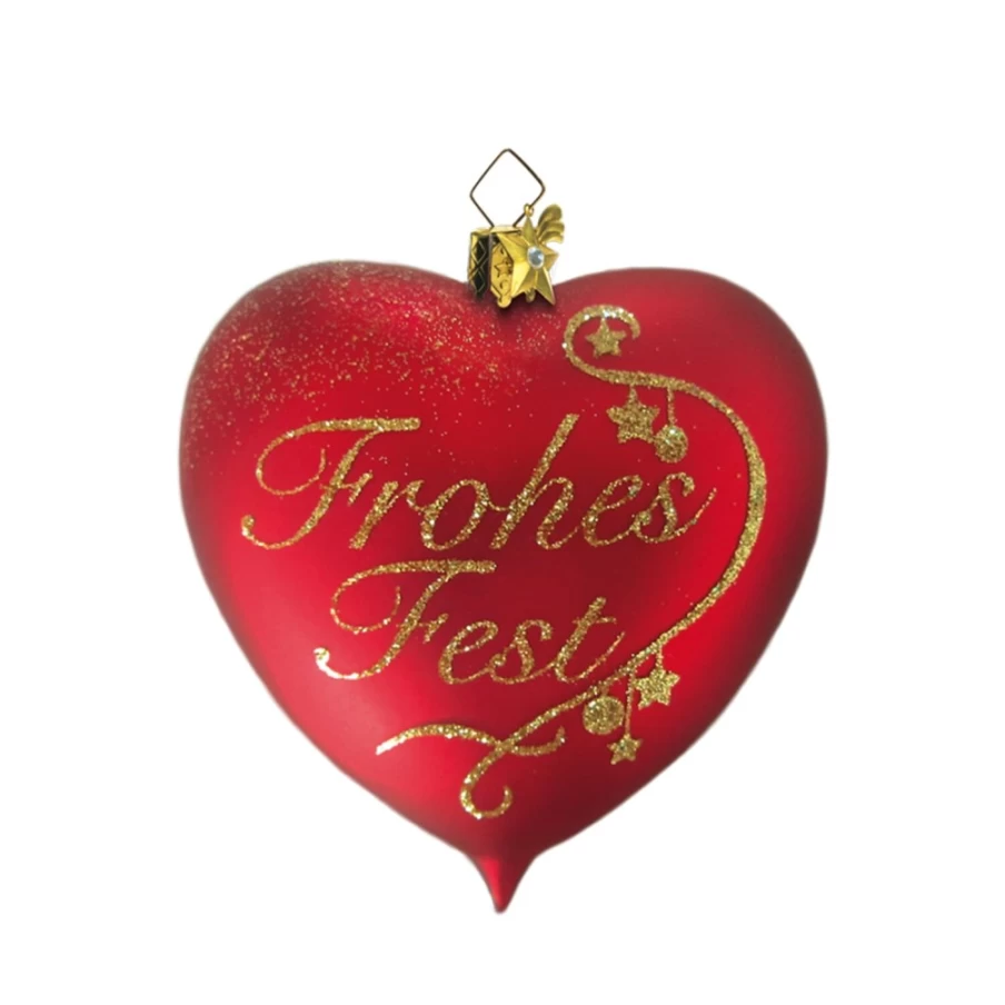 "Poesie in Glas Heart 'Frohes Fest' Holiday Decoration - Festive Glass Gift"