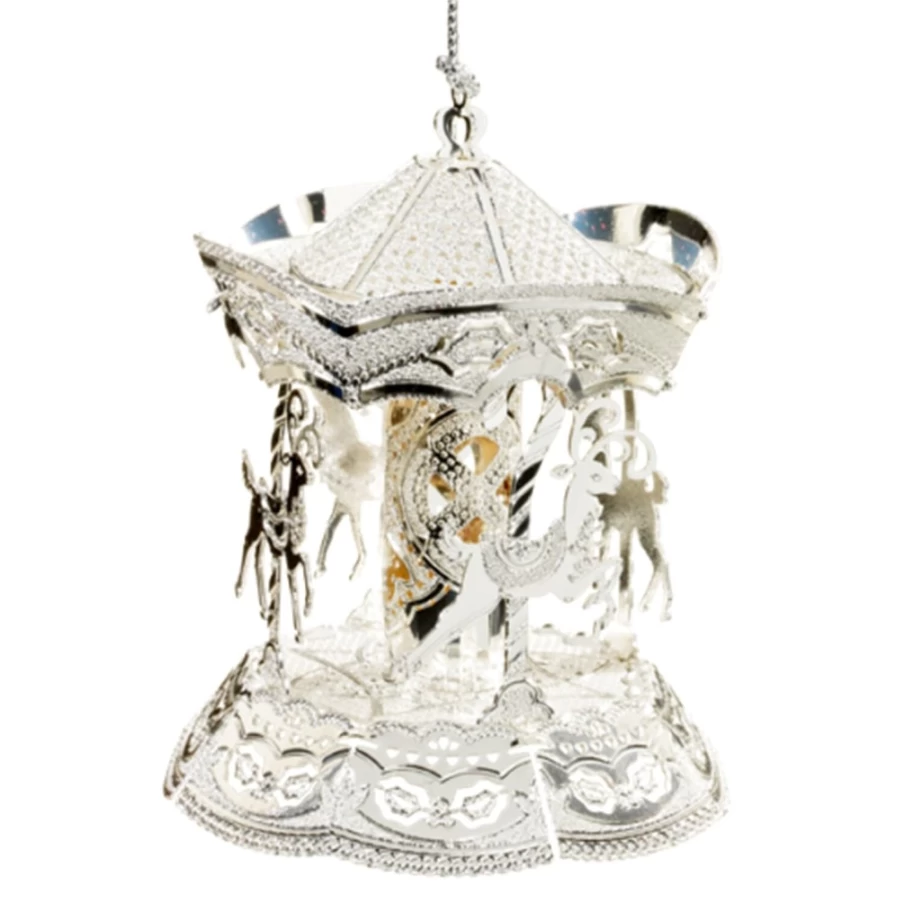 "Käthe Wohlfahrt Silver-Plated Merry-Go-Round Christmas Ornament"