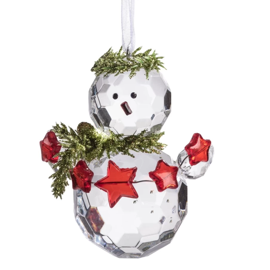 "Käthe Wohlfahrt Handmade Snowman Ornament with Glittering Stars – Christmas Decoration"