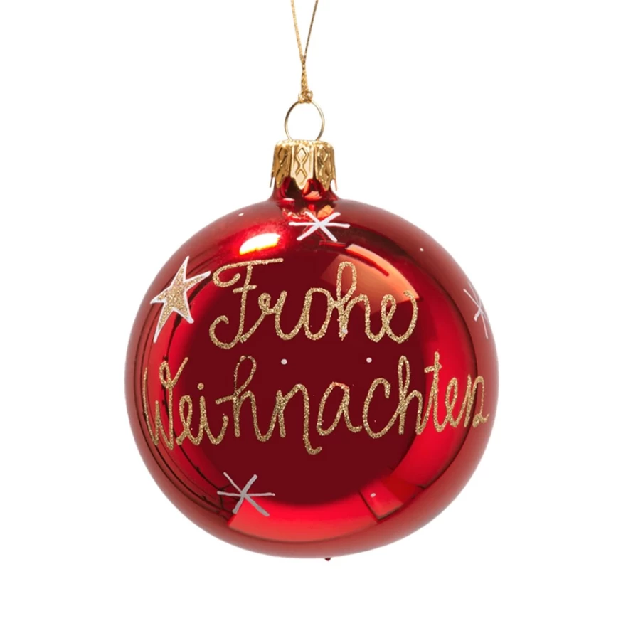 Käthe Wohlfahrt 8cm Glass Christmas Bauble "Merry Christmas" Holiday Ornament